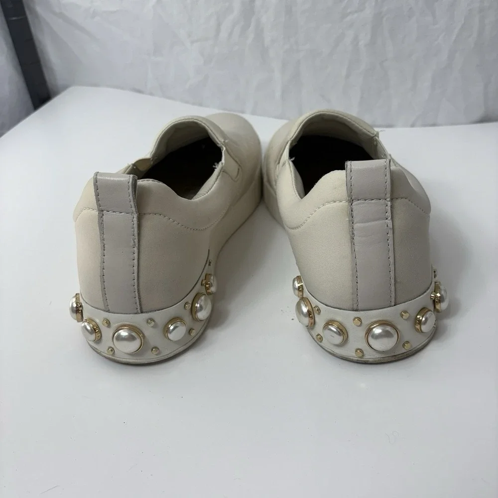 Karl Lagerfeld Paris Evy Pearl Embellished Platform Sneaker Ecru 10M Luxe Chic‎